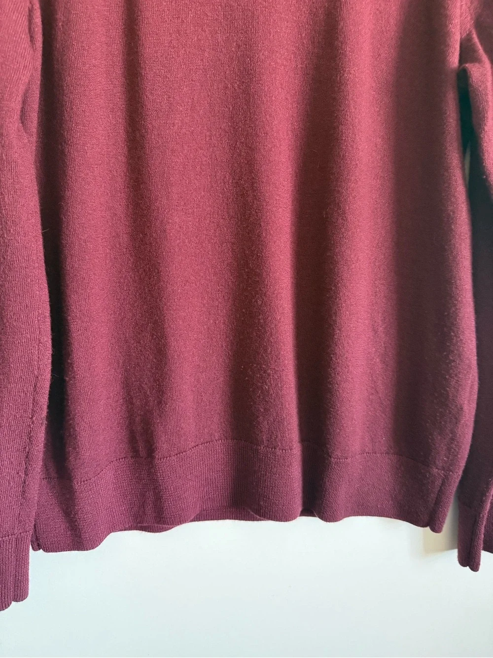 THE COMMONS Burgundy Red Merino Wool Quarter Zip Sweater Men’s Large
